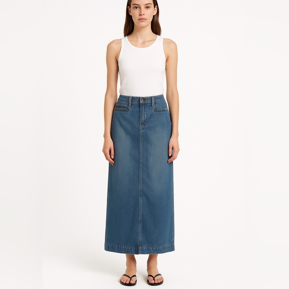 Old Navy‎ Denim Skirt Ultra Low Rise Blue Jean Maxi Skirt Women's Size 1